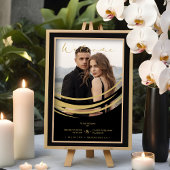 絶妙な黄金の抽象芸術幾何学的な形状写真 ポスター