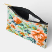 絶妙な黄金色の花と青い緑の葉花 アクセサリーポーチ (見開き)