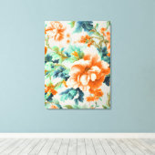 絶妙な黄金色の花と青い緑の葉花 キャンバスプリント (インサイチュ (ウッドフロア))