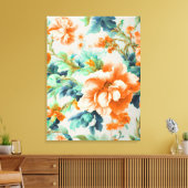 絶妙な黄金色の花と青い緑の葉花 キャンバスプリント (インサイチュ (リビング))