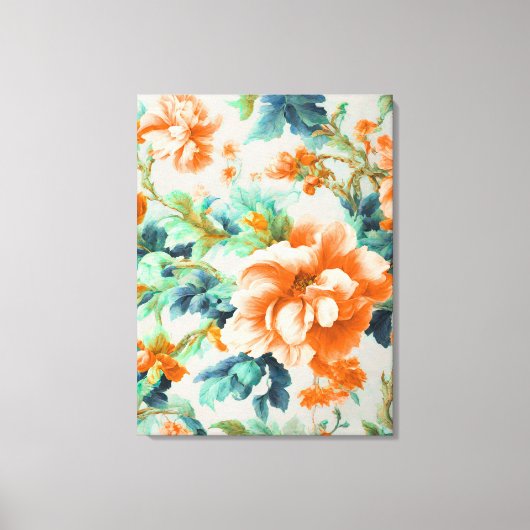 絶妙な黄金色の花と青い緑の葉花 キャンバスプリント (正面)