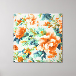 絶妙な黄金色の花と青い緑の葉花 キャンバスプリント