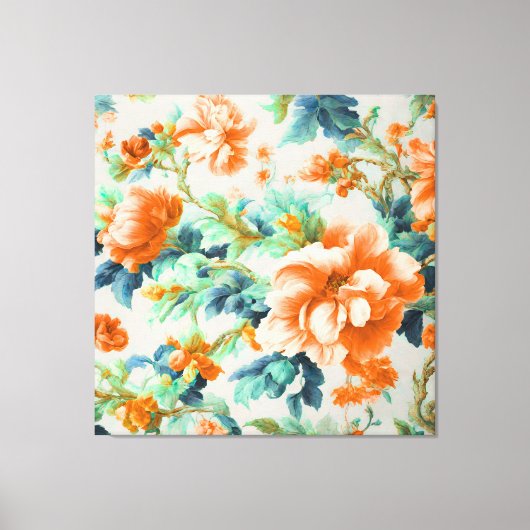 絶妙な黄金色の花と青い緑の葉花 キャンバスプリント (正面)