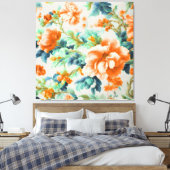 絶妙な黄金色の花と青い緑の葉花 キャンバスプリント (インサイチュ (寝室))