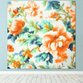 絶妙な黄金色の花と青い緑の葉花 キャンバスプリント (インサイチュ (ウッドフロア))