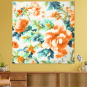 絶妙な黄金色の花と青い緑の葉花 キャンバスプリント (インサイチュ (リビング))