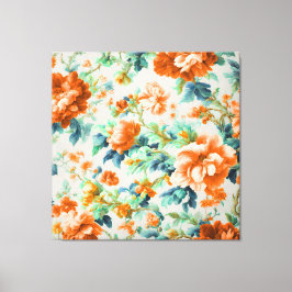 絶妙な黄金色の花と青い緑の葉花 キャンバスプリント