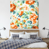 絶妙な黄金色の花と青い緑の葉花 キャンバスプリント (インサイチュ (寝室))