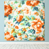 絶妙な黄金色の花と青い緑の葉花 キャンバスプリント (インサイチュ (ウッドフロア))