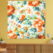 絶妙な黄金色の花と青い緑の葉花 キャンバスプリント (インサイチュ (リビング))