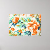 絶妙な黄金色の花と青い緑の葉花 キャンバスプリント (正面)