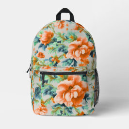 絶妙な黄金色の花と青い緑の葉花 プリントバックパック