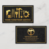 絶妙な黒のテクスチャ金ゴールドフレーム建物 名刺 (正面/裏面)