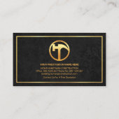 絶妙な黒のテクスチャ金ゴールドフレーム建物 名刺 (裏面)