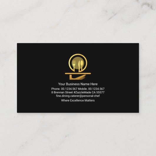 絶妙な黒エレガントいタキシード素晴らしダイニング 名刺 (裏面)