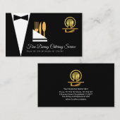 絶妙な黒エレガントいタキシード素晴らしダイニング 名刺 (正面/裏面)