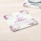 絶妙なMis XVアニョススペインのフローラオーキッドポジス スクエアペーパーコースター (アングル)