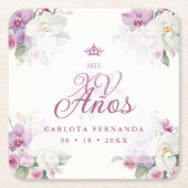 絶妙なMis XVアニョススペインのフローラオーキッドポジス スクエアペーパーコースター (正面)