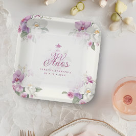 絶妙なMis XVアニョススペインのフローラオーキッドポジス ペーパープレート