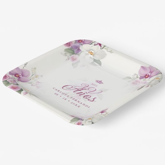 絶妙なMis XVアニョススペインのフローラオーキッドポジス ペーパープレート (傾斜あり)