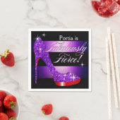 絶妙に激しいキラキラのステレットストライプ紫色 スタンダードカクテルナプキン (インサイチュ)