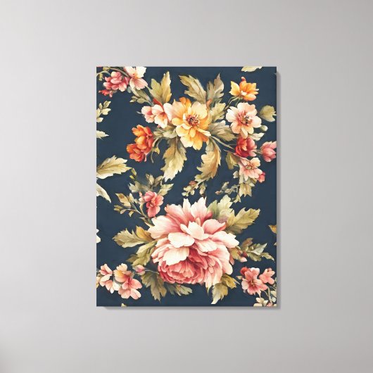 絶妙イタリアンな美しい花柄 キャンバスプリント (正面)