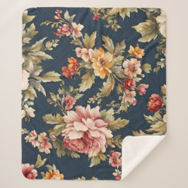 絶妙イタリアンな美しい花柄 シェルパブランケット