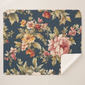 絶妙イタリアンな美しい花柄 シェルパブランケット (正面(横))