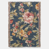 絶妙イタリアンな美しい花柄 スローブランケット (正面縦)