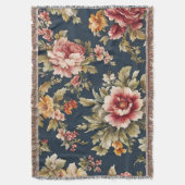 絶妙イタリアンな美しい花柄 スローブランケット (正面縦)