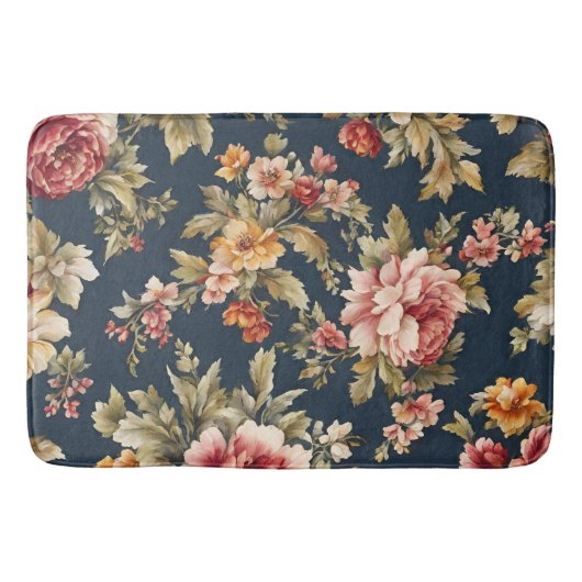 絶妙イタリアンな美しい花柄 バスマット (正面)