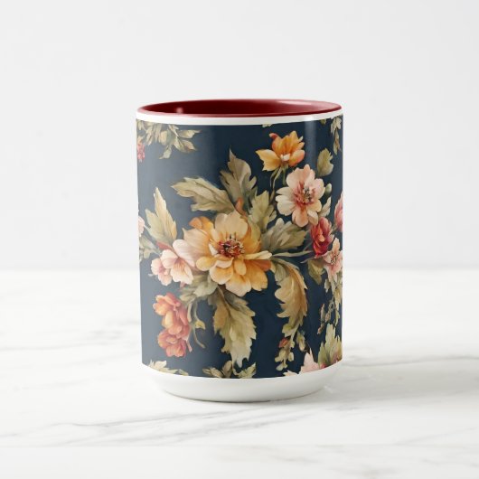 絶妙イタリアンな美しい花柄 マグカップ (中央)