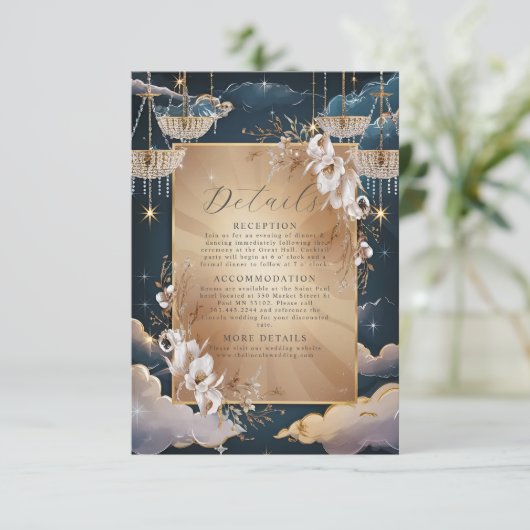 絶妙ゴールデンシャンデリア結婚フローラ エンクロージャーカード (スタンド正面)