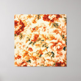 絶妙ゴールデンブラウンフローラリーフ キャンバスプリント