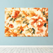 絶妙ゴールデンブラウンフローラリーフ キャンバスプリント (インサイチュ (ウッドフロア))