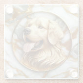 絶妙ゴールデンレトリバーマーブルアート ガラスコースター (裏面)