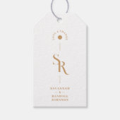 絶妙シックなミニマリストゴールデン結婚ズイニシャル ギフトタグ (正面)