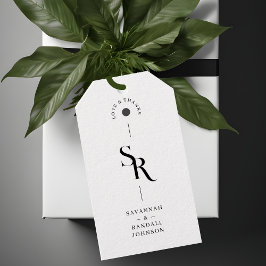 絶妙シックなミニマリストブラック&ホワイトイニシャル ギフトタグ