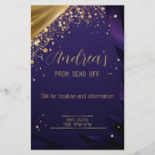 絶妙ダークブルーと金ゴールドカスタマイズ招待状 チラシ (正面)