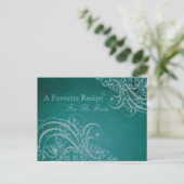 絶妙バロックティール（緑がかった色）ブライダルシャワーレシピカード ポストカード (スタンド正面)