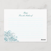 絶妙バロックティール（緑がかった色）ブライダルシャワーレシピカード ポストカード (裏面)