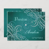 絶妙バロックティール(緑がかった色)日付の保存ティール(緑がかった色)はがき 案内ポストカード (正面/裏面)