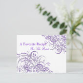 絶妙バロックパープルブライダルシャワーレシピカード ポストカード (スタンド正面)