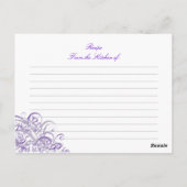 絶妙バロックパープルブライダルシャワーレシピカード ポストカード (裏面)