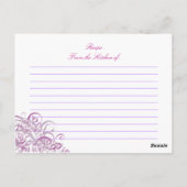 絶妙バロックピンクブライダルシャワーレシピカード ポストカード (裏面)