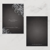 絶妙バロックブラック&シルバースクロールプレイスカード プレイスカード (正面/裏面)