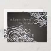 絶妙バロックB&Wブライダルシャワーレシピカード ポストカード (正面/裏面)