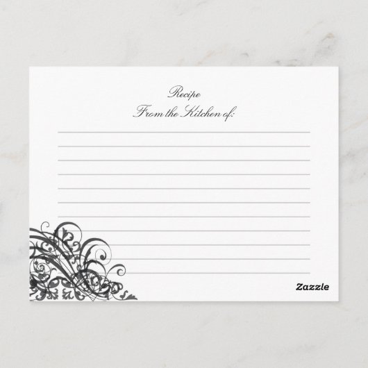 絶妙バロックB&Wブライダルシャワーレシピカード ポストカード (裏面)