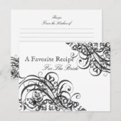 絶妙バロックB&Wブライダルシャワーレシピカード ポストカード (正面/裏面)