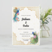 絶妙ピーコックテーマ結婚式招待状 招待状 (スタンド正面)